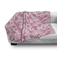 thumbnail image 2 of Vines Soft Flannel Fleece Throw Blanket, Monotone Grapes Leaves Wine Theme Blush Tones Rhythmic Abstract Pattern, Cozy Plush for Indoor and Outdoor Use, 50" x 70", Pastel Pink and White, by Ambesonne, 2 of 5