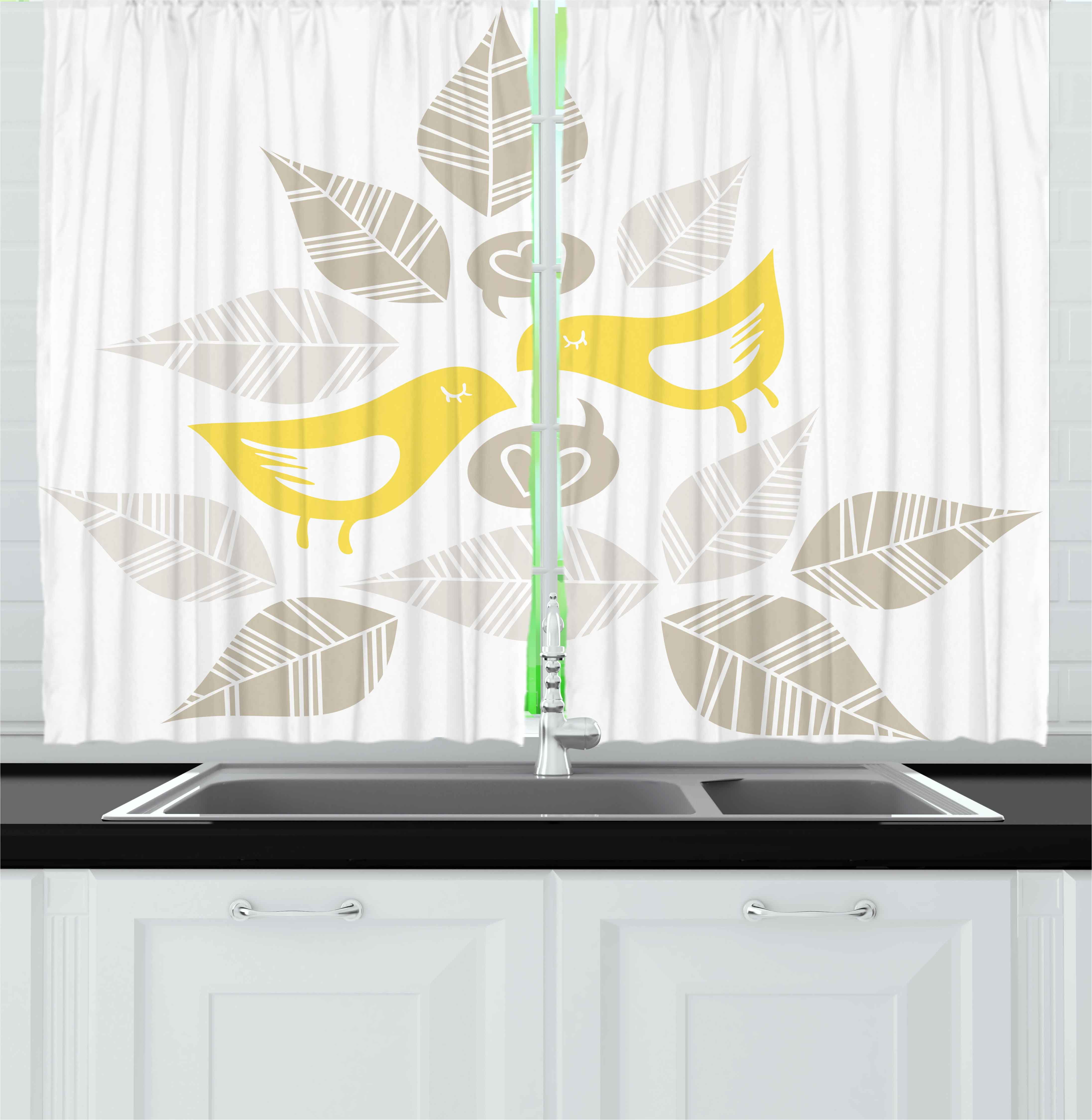 Grey and Yellow Curtains 2 Panels Set, Abstract Modern Art ...