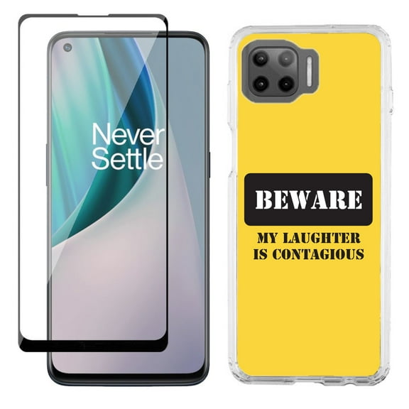 Slim-Fit Protective Phone Case compatible with Motorola Moto One 5G UW, with Tempered Glass Screen Protector, by OneToughShield ® - Laughter