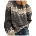 thumbnail image 1 of Zhanying Chandails pour Femmes Col Rond Style Hivernal Chandail Tricoté Haut de Noël à Manches Longues pour Femmes, 1 of 6