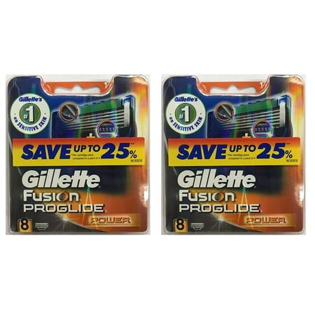 Gillette Fusion ProGlide Power Refill Cartridge Blades, 16 Count (2 Packs of 8) + Schick Slim Twin ST for Dry Skin