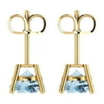 thumbnail image 4 of 3 Ct Round Cut Studs Blue Natural Aquamarine 18K Yellow Solid Solid Gold Everyday Dainty Earrings Push Back, 4 of 7