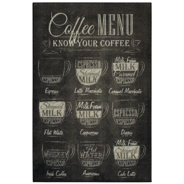 Mohawk Prismatic Know Your Coffee Kitchen Rug, Black, 3' 4"x5