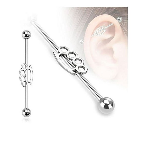 14G Brous knuckles Industrial Barbell (2 Piece's (One Pair)) (B/5/7)