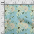 thumbnail image 1 of oneOone Cotton Poplin Twill Sky Blue Fabric Flower & Leaves Watercolor Fabric For Sewing Printed Craft Fabric By The Yard 56 Inch Wide, 1 of 2