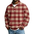thumbnail image 2 of Long Sleeve Mens Shirts Polo for Men Casual Button Down Shirt Golf Pullover V Neck Stand Collar Fashion Fall Sweatshirt Red 2XL, 2 of 4