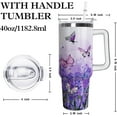 thumbnail image 2 of 40 Oz Butterfly Tumbler with Handle Lid and Straw,Purple Butterfly Tumbler Water Bottle Travel Coffee Cup Mug,Butterfly Gifts for Women Mom Daughter Girlfriend Teenage Girls Bridesmaid, 2 of 6