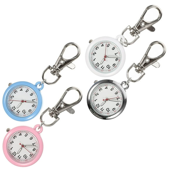 HIAKDOFT 4Pcs Keyring Watches Metal Pendant Pocket Watch for Elderly and Children