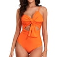 thumbnail image 2 of Yunliwuli Women Monokini Bathing Suit Solid Color Cutout Front Bowknot Spaghetti Strap Sleeveless Swimsuits Summer Swimwear Bikini, 2 of 10
