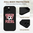 thumbnail image 2 of Lightweight iPhone 15 Pro Case - Yellowing Resistant with Dynamic Soccer Ball Design & Bold Pink " FOULER FOETRL " Text, 2 of 6
