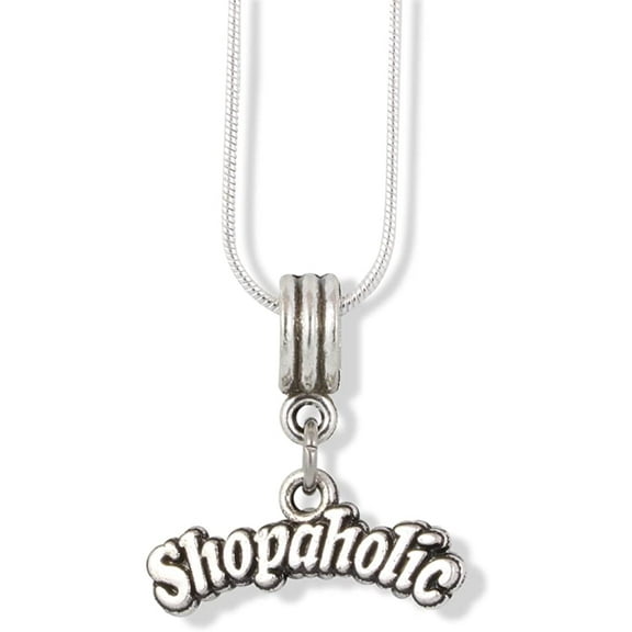 EPJ Shopoholic Text Charm Snake Chain Necklace