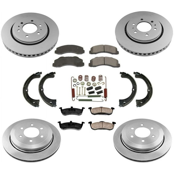 Brake Rotors Brake Pads Parking Shoes Spring Kit for Ford Expedition 2010-2017