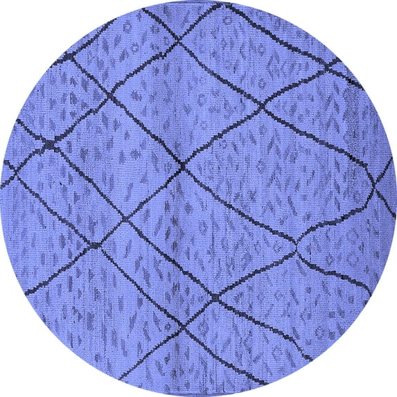 Ahgly Company Machine Washable Indoor Round Oriental Blue Industrial Area Rugs, 8' Round