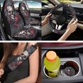 thumbnail image 4 of KUIFORTI Red Rose Skull Car Seat Covers All-Season Protection Set of 14 Front Rear Seat Covers with Arm Rest Cover Car Suitable for Cars, SUV and Trucks Soft Elastic Fabrics, 4 of 7