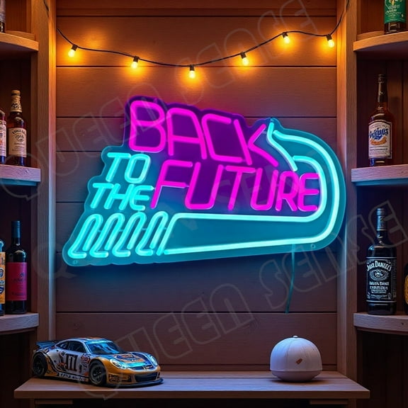 Queen Sense 16"x11" Back To The Future LED Neon Sign for Wall Decor Dimmable USB Powered LED Light W116BTTFV3-5VLED