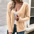 thumbnail image 5 of clear 50% off Usmixi 2023 Sweater Coat for Women Fuzzy Fleece Coats for Women Casual Solid V Neck Button Long Sleeve Cardigan Tops Fall Comfy Knit Sweater Outerwear Winter Sweater Coat, 5 of 7