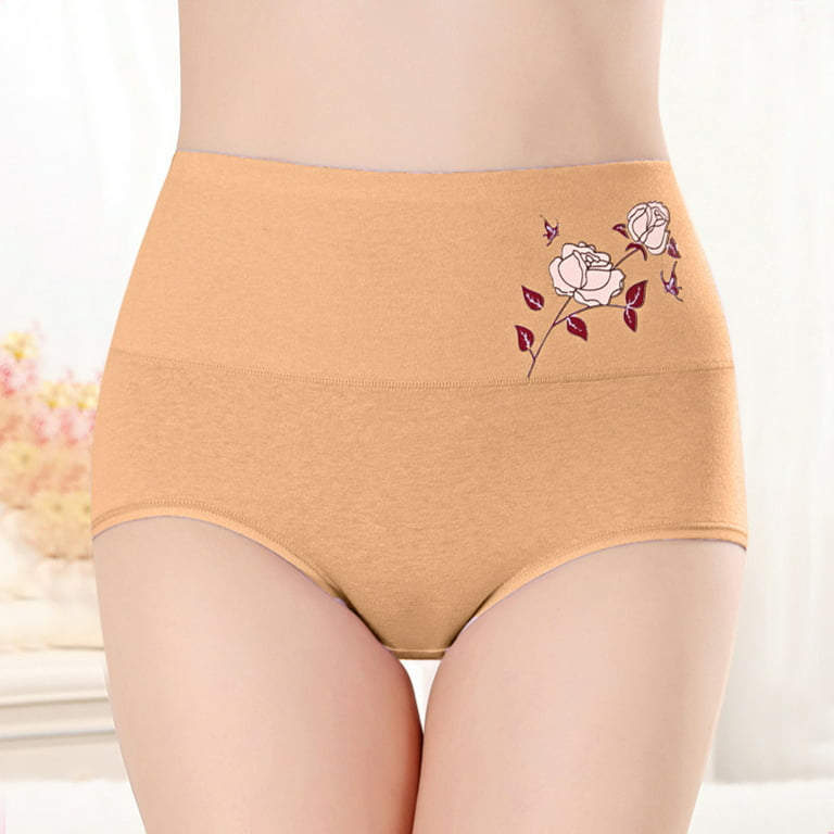 wendunide underwear women Women's Fashion Basic Elastic Comfortable  Printing cotton Underwear Beige XL 