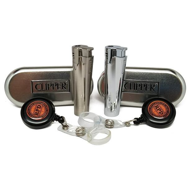 Bundle 4 Items 2 Clipper Metal Jet Flame Torch Lighters (1 Shiny, 1