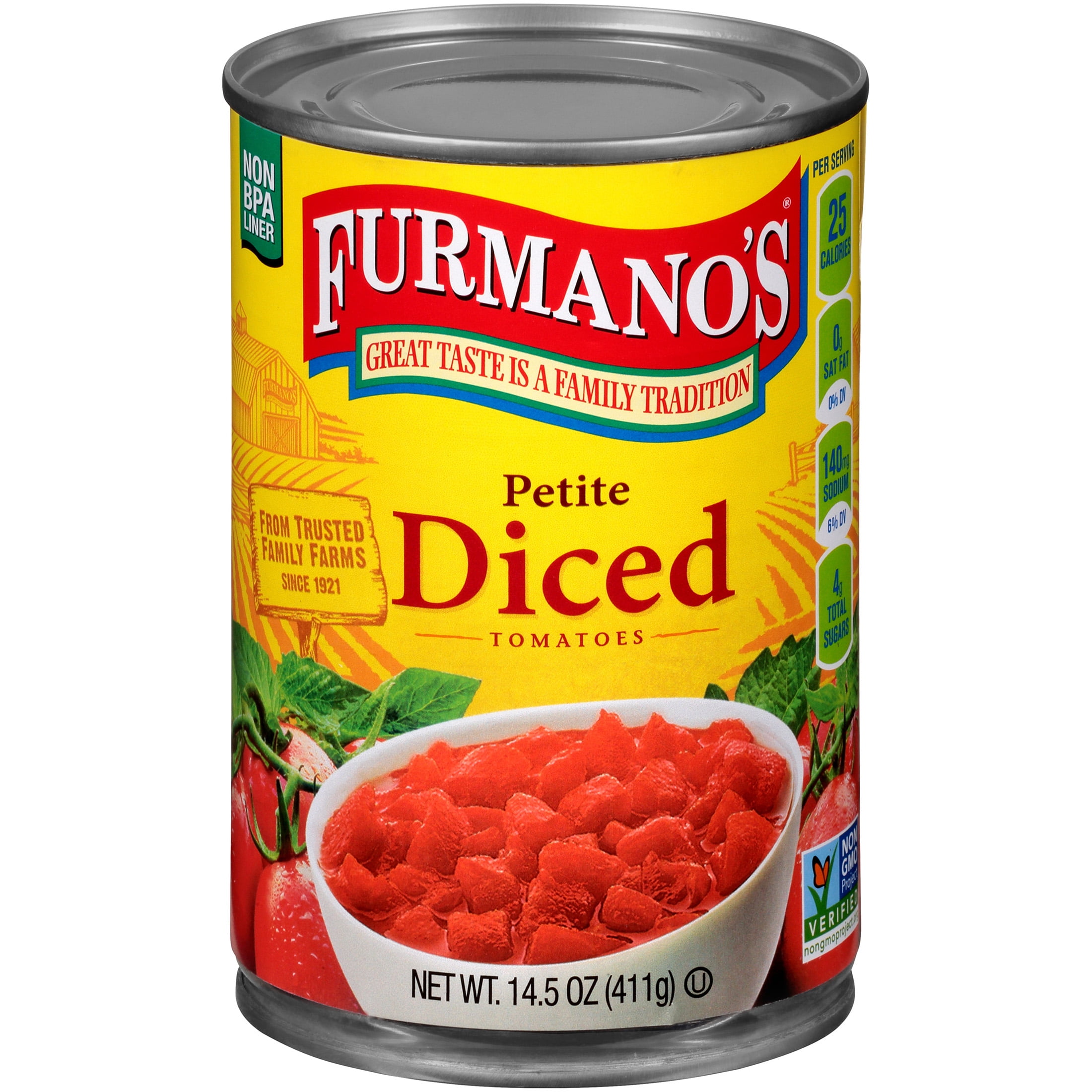 (12 pack) Furmano's Petite Diced Tomatoes, 14.5oz, Can