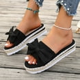 thumbnail image 4 of Slides for Women Cute Bow Tie Knot On Top Strap, Comfy Slip On Open Toe Flat Sandals Casual Summer Beach Walking Slippers Black Women Sandal, 4 of 8