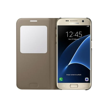 Samsung S-View Flip Cover EF-CG930 - Flip cover for cell phone - gold - for Galaxy S7
