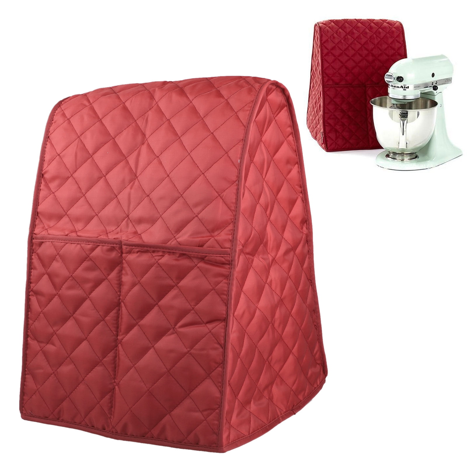 Stand Mixer Dust-Proof Cover with Pocket and Organizer Bag for Kitchenaid,Sunbeam,Cuisinart (Red)