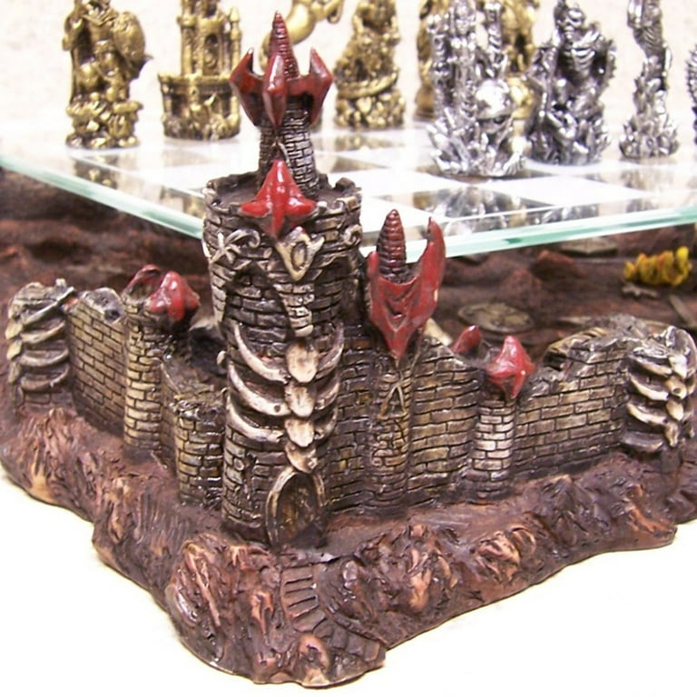 Medieval Fairy Fantasy Chess Board Game Set 3D Woodland Platform Resin  Pewter