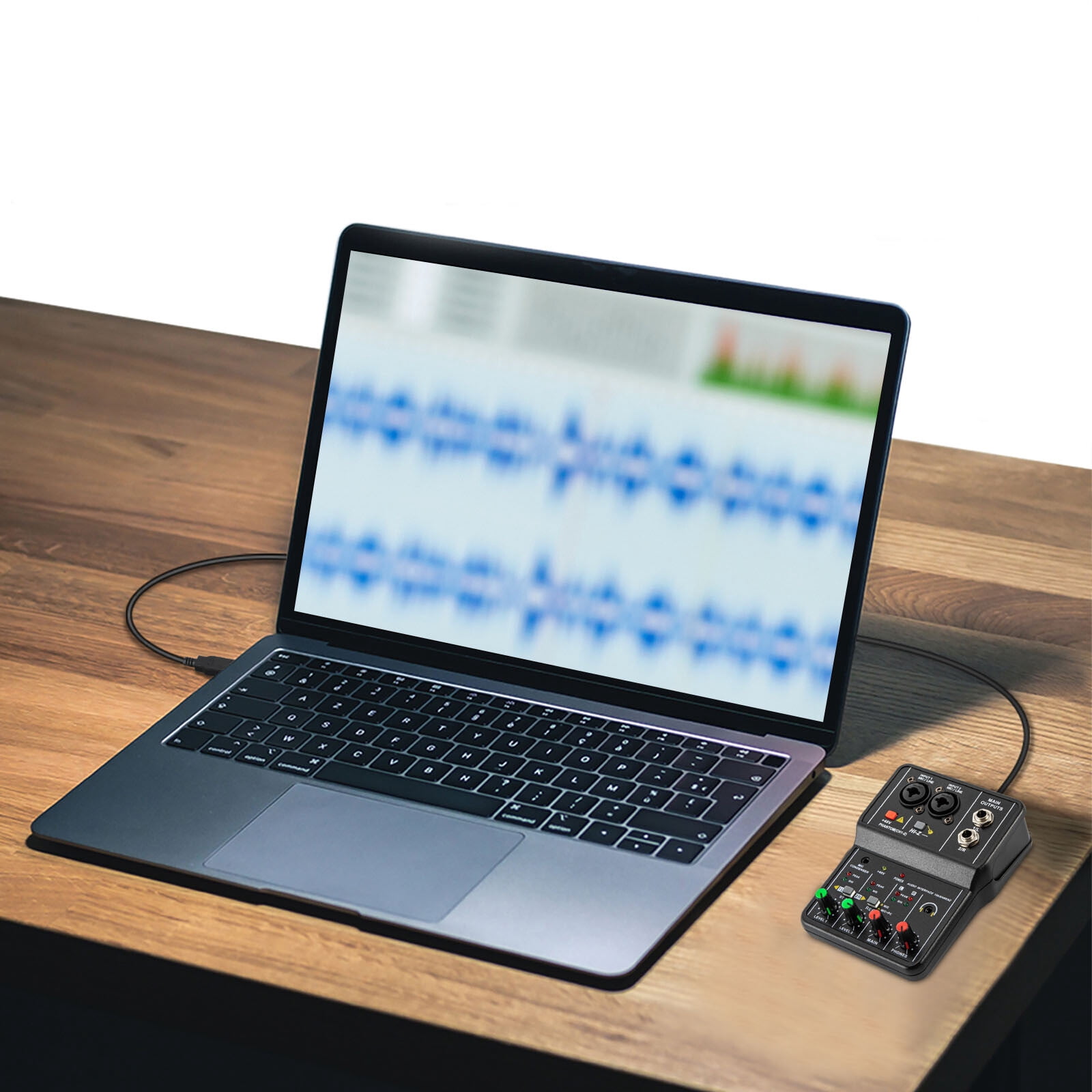 2 Channel USB Audio Mixer - Professional Sound Mixing Console for DJs