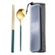 thumbnail image 1 of Cuchara tenedor palillos de acero inoxidable para viajes al aire libre, estilo nórdico dorado, 2 unidades, 1 of 5