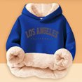 thumbnail image 2 of HUAXUN-Girls Sherpa Lined Hoodies Cute Graphic Hooded Sweatshirts Loose Comfy Long Sleeve Hoodie Winter Warm Fleece Pullover Tops with Pockets(Navy,13-14Years), 2 of 6