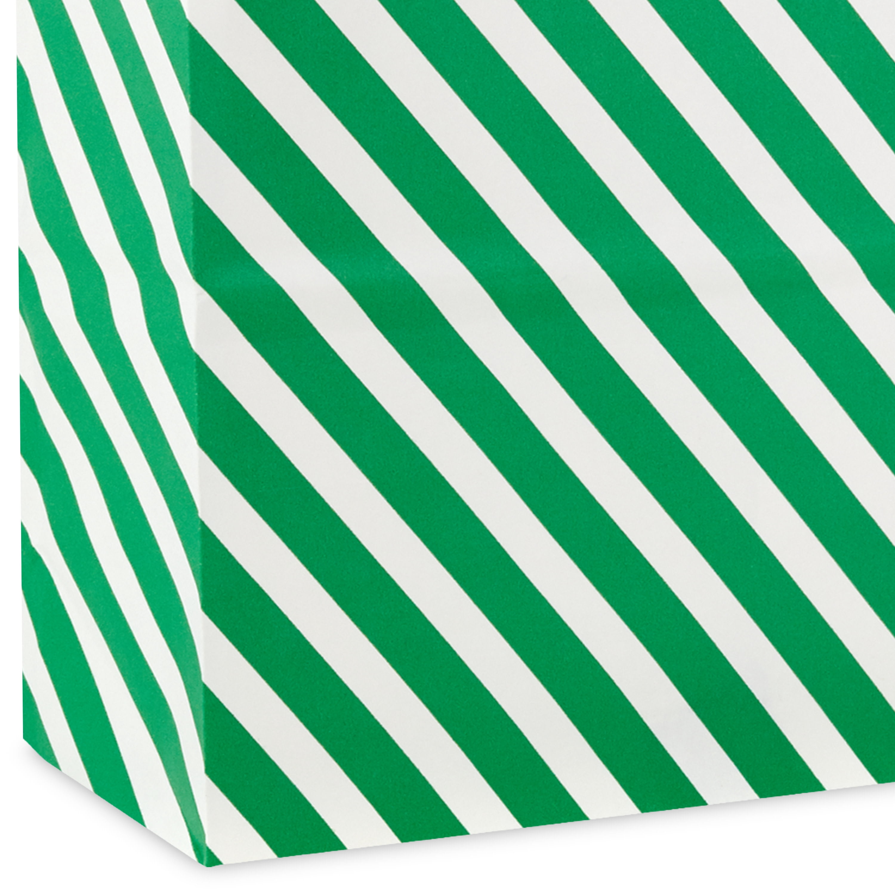 Hallmark Medium Gift Bag (Green and White Diagonal Stripes)