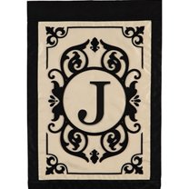 Evergreen Flag Cambridge Chic Letter J Monogram Applique Garden Flag - 12.5" Wide x 18" High
