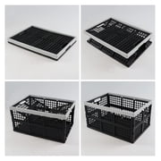3-Pack 42 L Plastic Storage Collapsible Crate, Folding Plastic Stackable Utility Crate