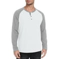 thumbnail image 2 of QDG Men's Henley Shirt Color Block Raglan Long Sleeve Slim Fit Casual Tee Shirt, 2 of 8
