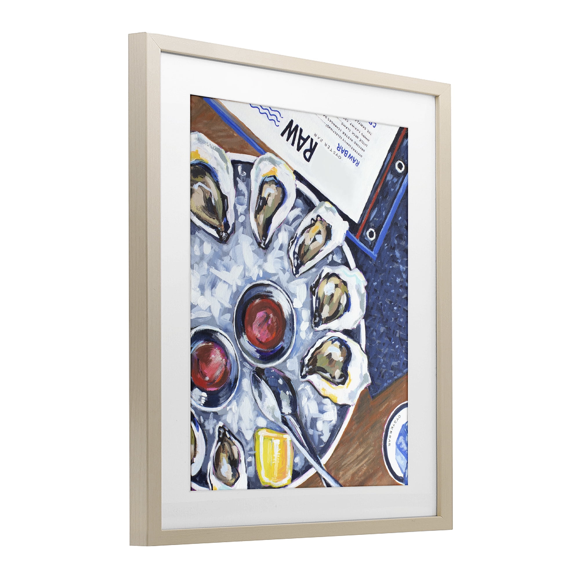 Stupell Industries Oysters on Ice Birch Framed Print Under Glass, design by Rachel Nerney
