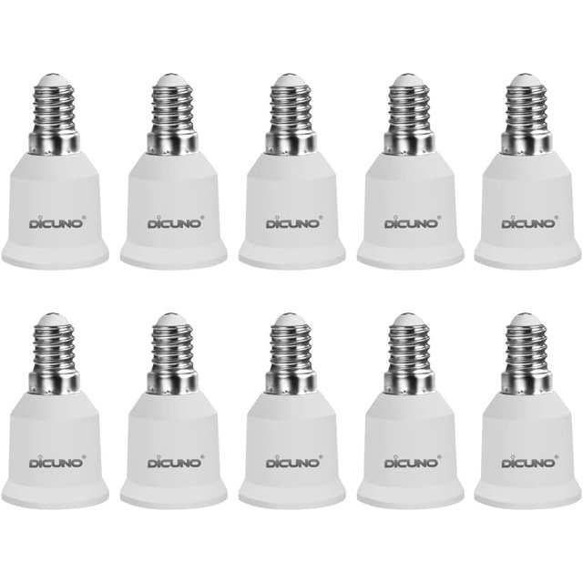 Adaptador de casquillo E14 a E27, 10 piezas, adaptador conversor de casquillo, base de lámpara de alta calidad para bombillas LED, bombillas incandescentes y bombillas CFL