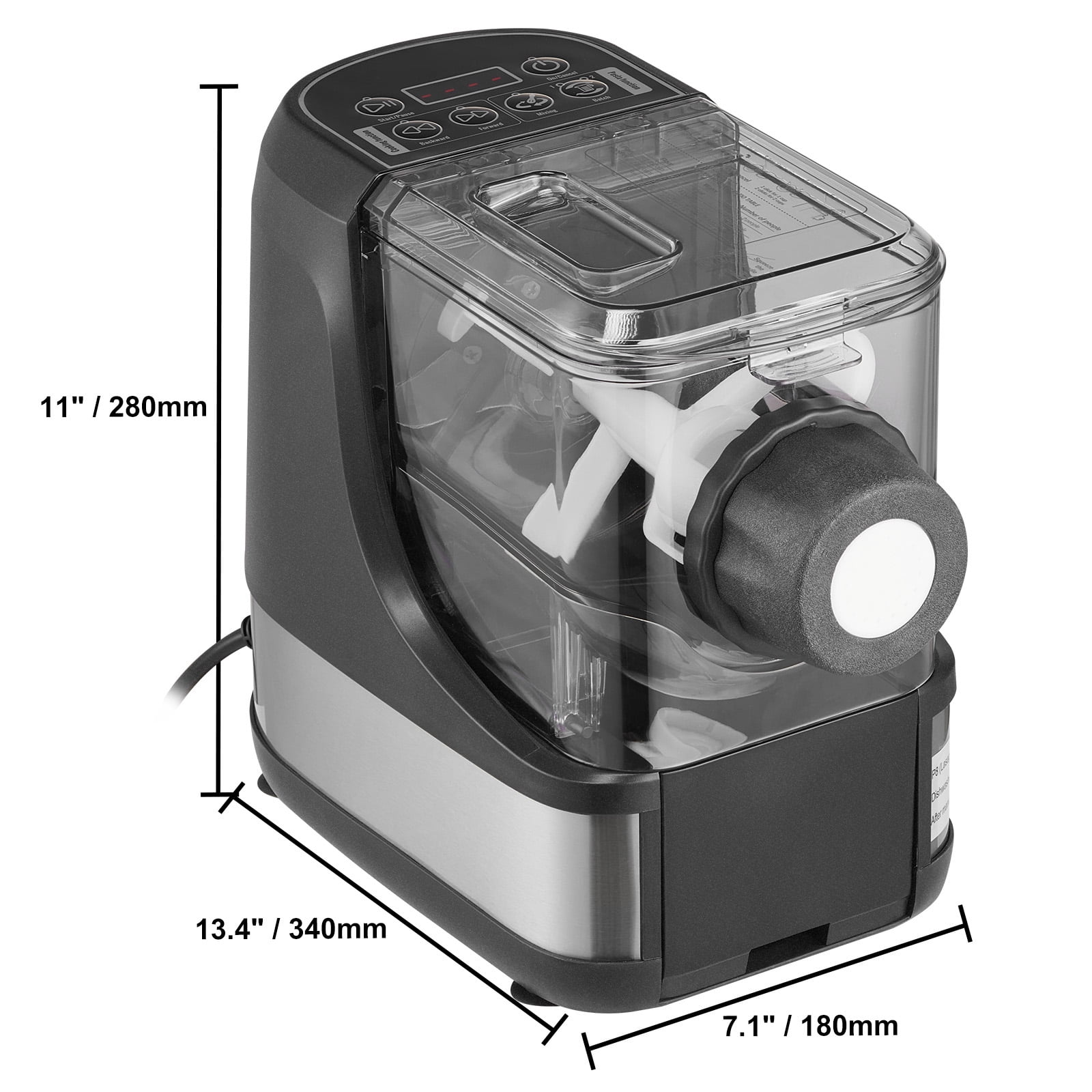 KFFKFF Automated Pasta Creator, 150W Electric Noodle Fabricator with Eight Different Pasta Forms, Four Smart Settings, 500g Flour Holding Capacity, Comes with Measuring Cups and Cleaning Brush