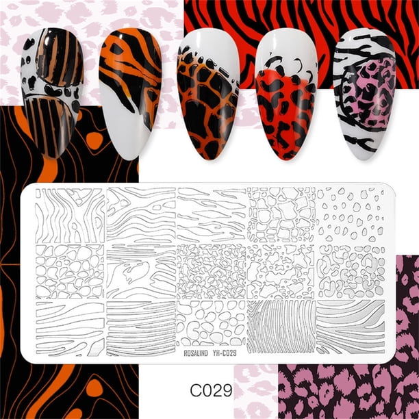 Placas de estampado de uñas con diseño de personajes extravagantes, plantillas para decoración de uñas, imágenes de líneas de arte de uñas