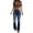 Dark Blue, variant on Vedolay Fashion Women Pants Printed Denim Pants Mid Waist Jeans Patch Ripped Trousers Light blue,S