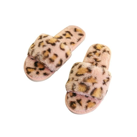 

Woobling Womens Open Toe Mule Slippers Girls Ladies Leopard Patterns shoes