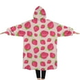 thumbnail image 2 of Oversized Wearable Blanket Hoodie,Red Strawberry Plants Fruit Pink Pattern Sherpa Blanket Hoodie with Super Pockets,Super Warm Fuzzy Pullover for Women & Men, 2 of 6
