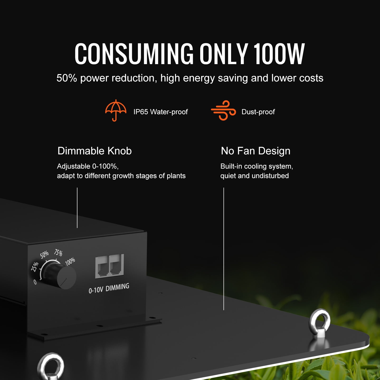 KFFKFF LED Grow Light Greenhouse Growing Light 200W Full Spectrum Indoor Plants