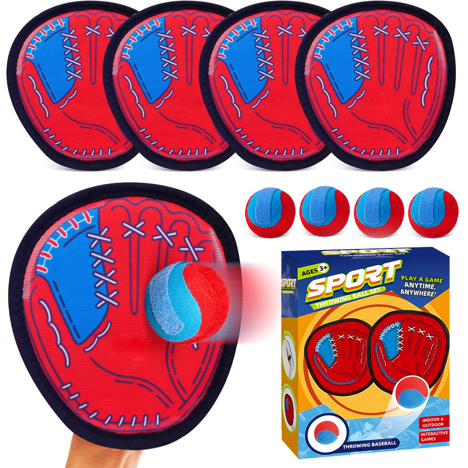 LINXUXIE Toss and Catch Ball Set,Kids Outside Sport Games&Outdoor Play Toys for Family,Birthday Gifts for 3-5 5-8 8-12 Year Old