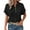 Black, variant on Summer Tops Women Double Layer Bubble Crinkle Fabric Henley Neck Batwing Sleeve Pocket Patch Casual Work Blouse T Shirt Solid Color Loose Relax Fit Top Green S