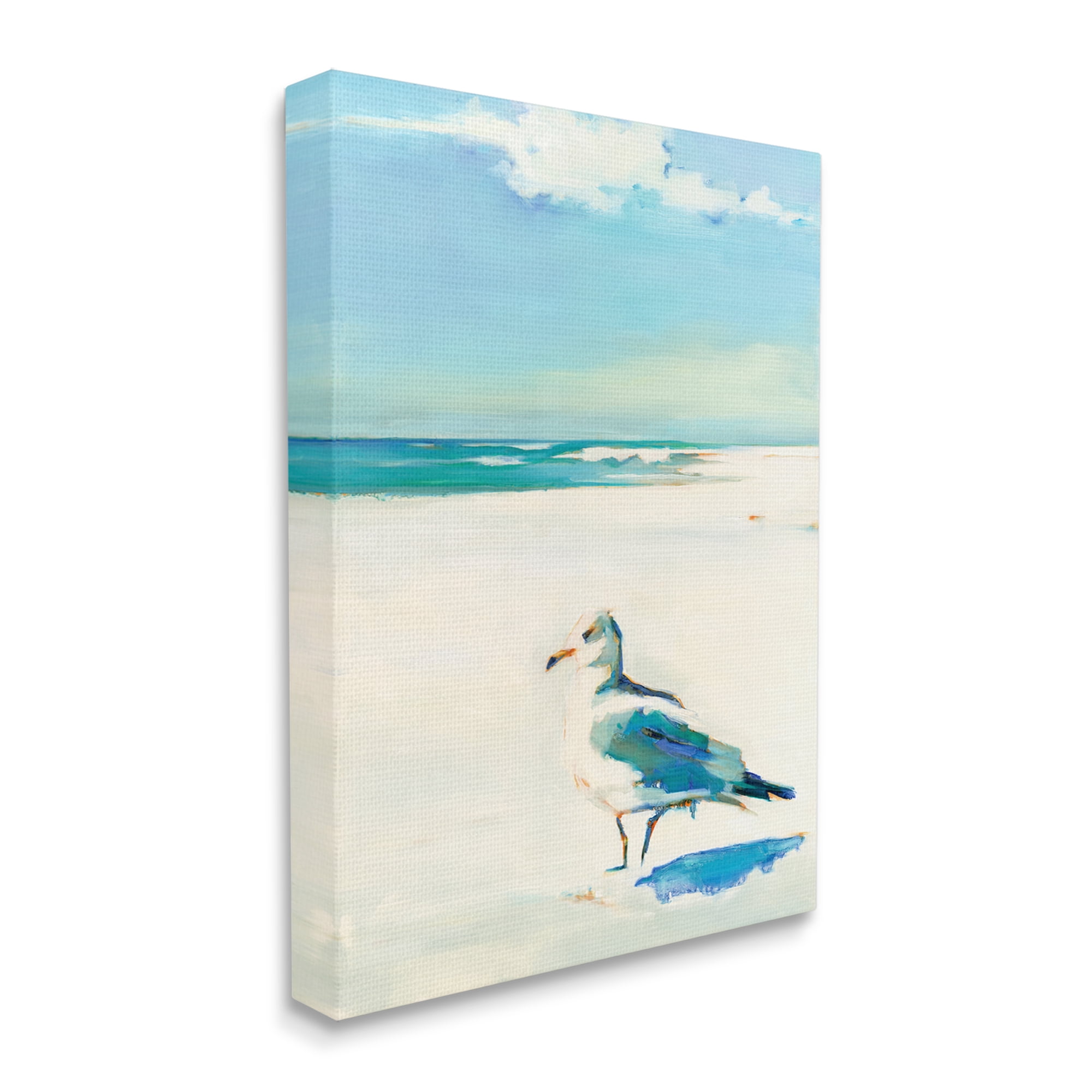 Stupell Industries Seagull on Sandy Shore Soft Tranquil Beach Scene, 16 x 20,Design by Kathleen Broaderick