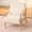Beige, variant on Newest 30" Mid-Century Modern Armchair,Green Fabric with Lumbar Pillow & Solid Wood Armrests for Living Room & Office