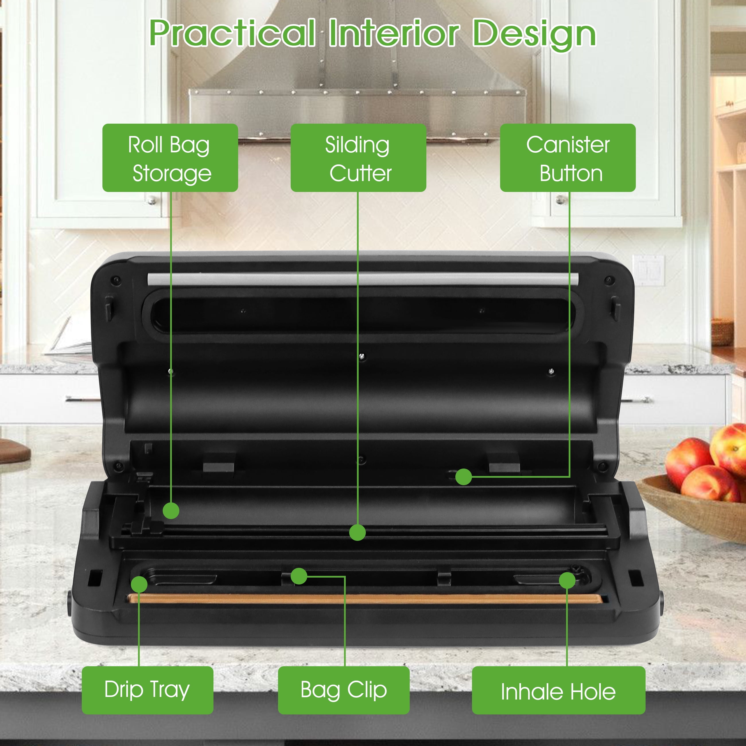 Cobectal Vacuum Sealer Food Machine with 1 Roll and 10Pcs Sealer Bags, Food Storage Saver for Dry & Moist Food