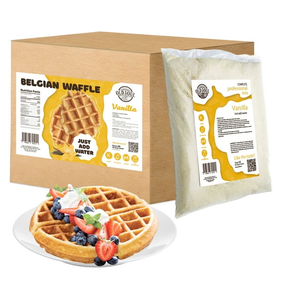 OldSoul Belgian Waffle Mix | Vanilla Flavour | Soy & Nut Free | 30 lbs | 168 Waffles