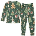 thumbnail image 2 of FORMRS Long Sleeve Top and Pants Pajama Set for Niños 2-Piece Sleepwear, Sizes 18M-8Y, Green Christmas Trees, 2 of 6