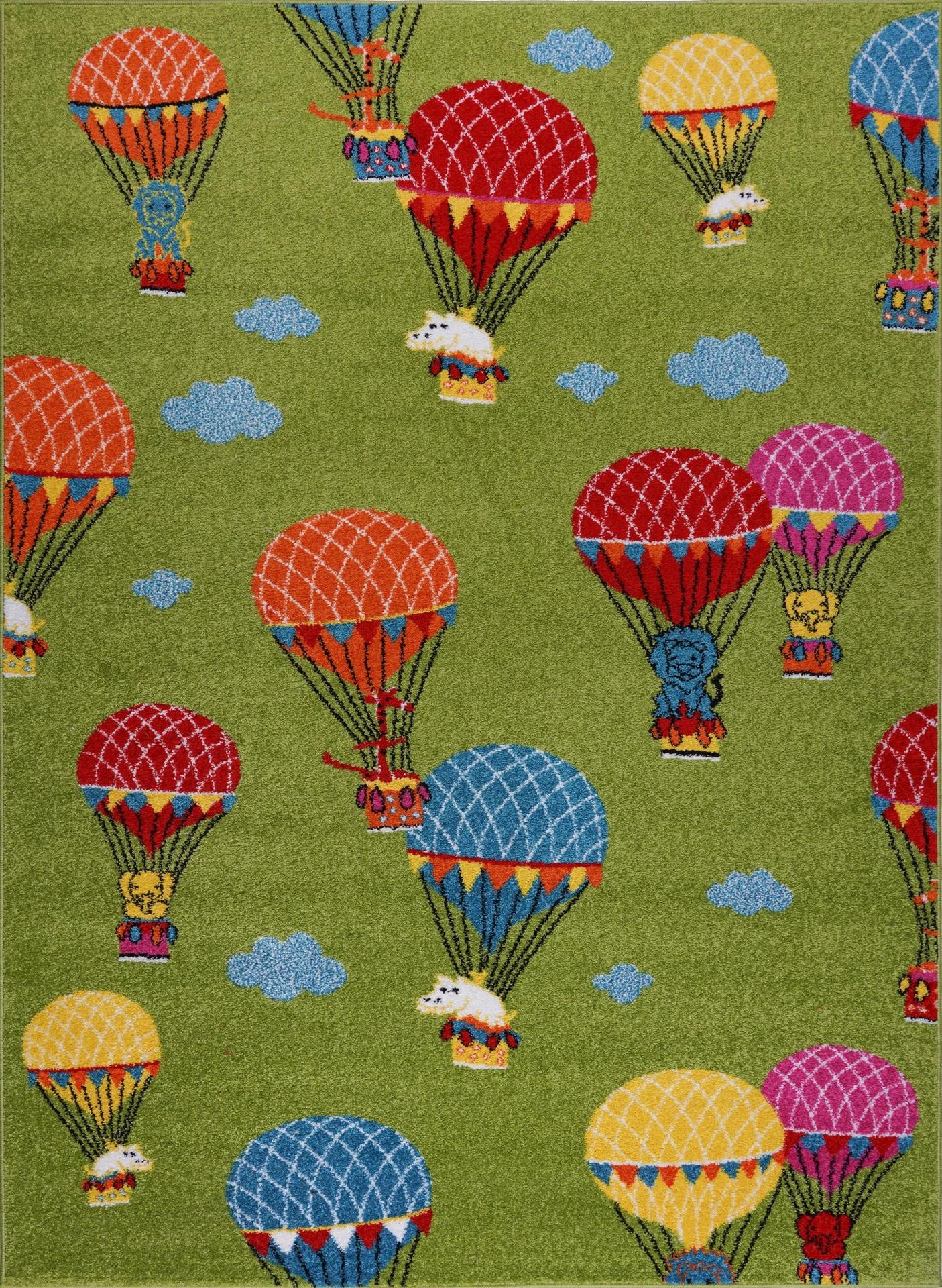 Green Colorfull Soft Cute Area rug Carpet Mat with Baloons Parachute